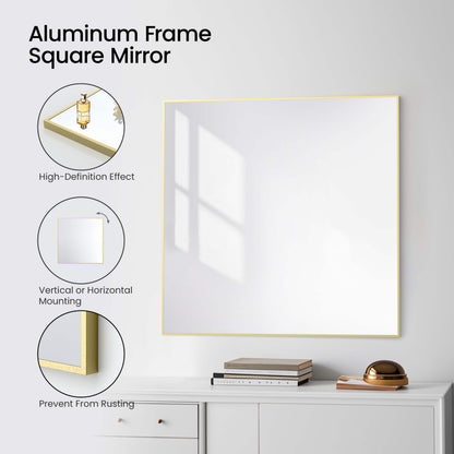 36" x 36" Metal Frame Shatterproof Wall Mount Mirror
