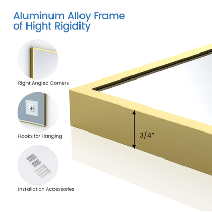 36" x 36" Metal Frame Shatterproof Wall Mount Mirror