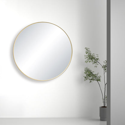 24" Round Metal Frame Shatterproof Wall Mount Mirror