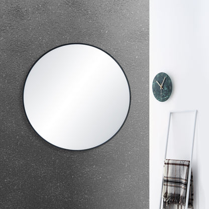 28" Round Metal Frame Shatterproof Wall Mount Mirror