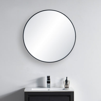 24" Round Metal Frame Shatterproof Wall Mount Mirror