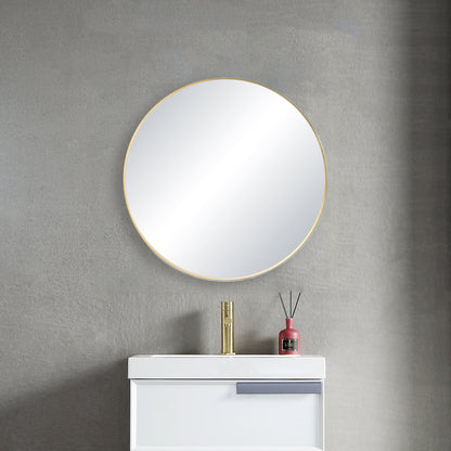 28" Round Metal Frame Shatterproof Wall Mount Mirror