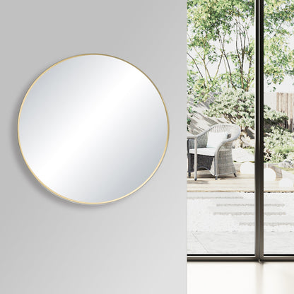 32" Round Metal Frame Shatterproof Wall Mount Mirror