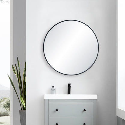 32" Round Metal Frame Shatterproof Wall Mount Mirror