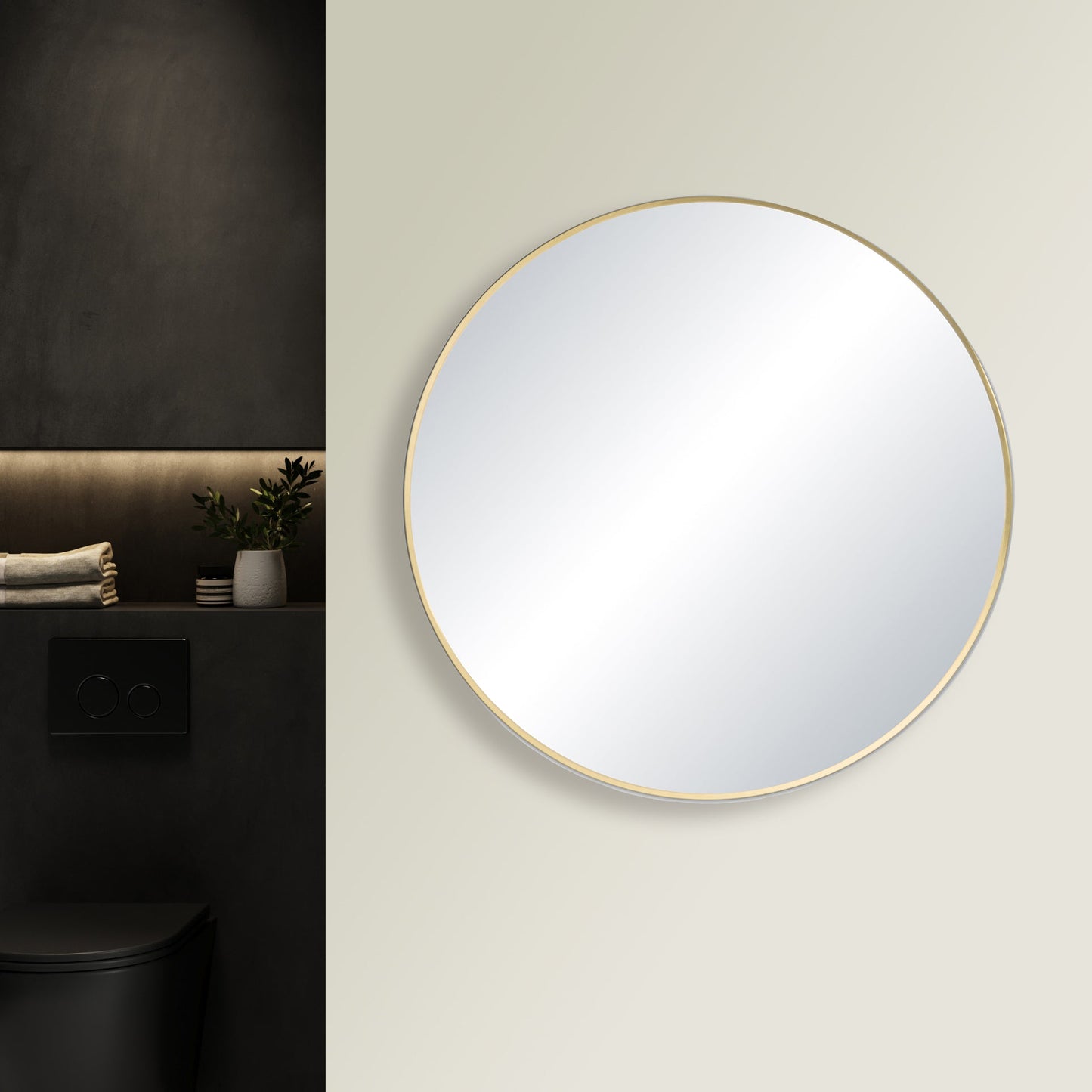 36" Round Metal Frame Shatterproof Wall Mount Mirror