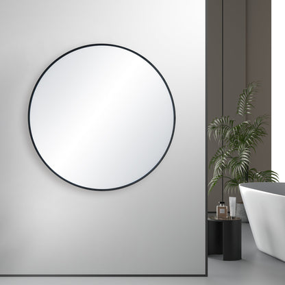 36" Round Metal Frame Shatterproof Wall Mount Mirror