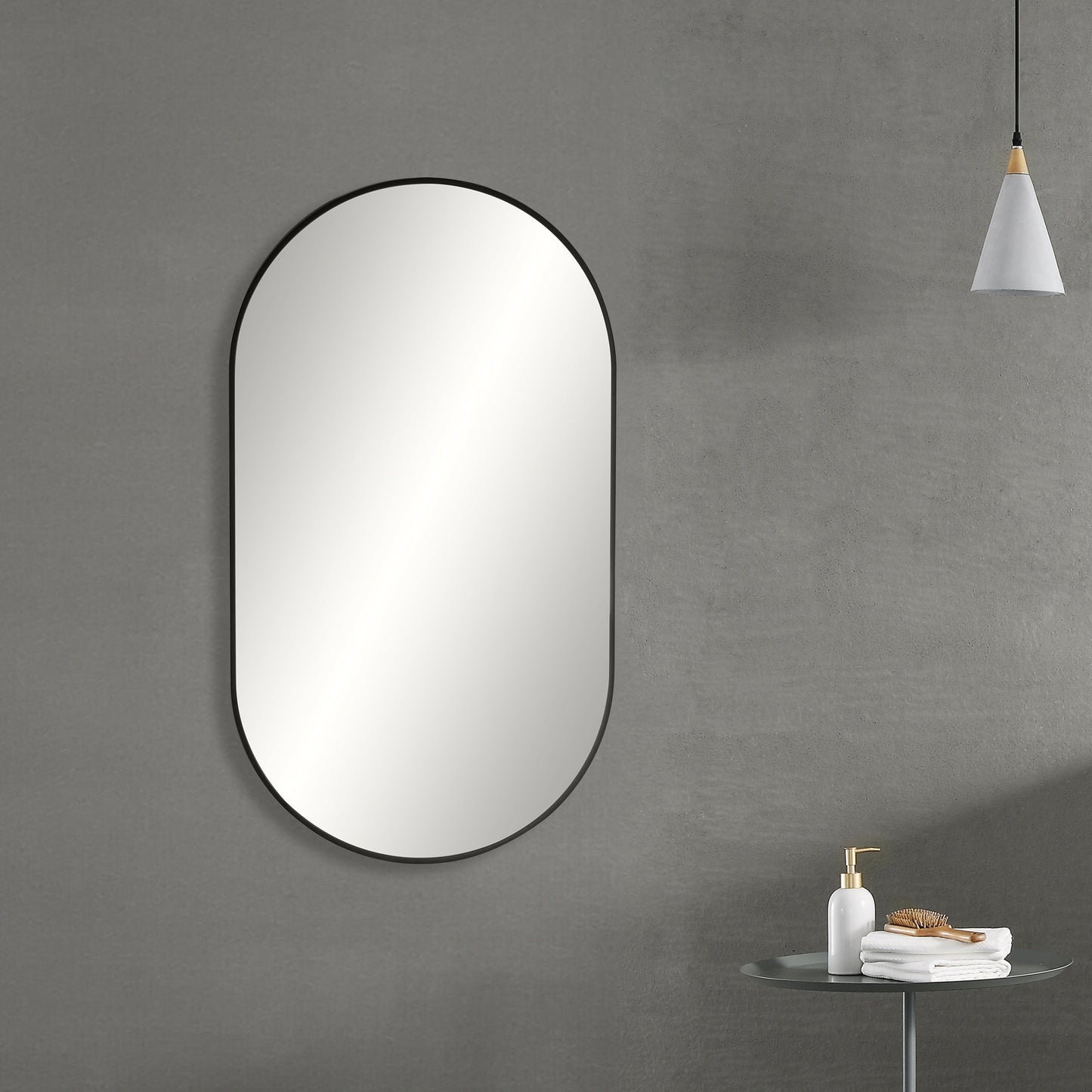 24" x 44" Metal Frame Shatterproof Wall Mount Mirror