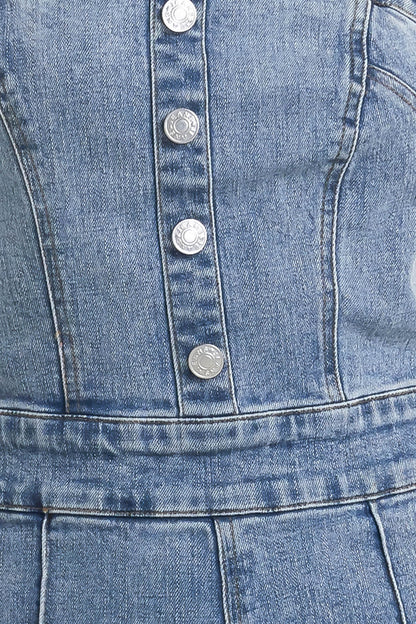 URBAN STRAPLESS DENIM JUMPSUIT