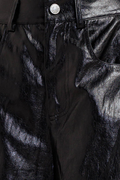 GLOSSY CITY STRIPES FAUX LEATHER PANTS