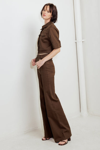 EFFORTLESS EDGE BROWN TWILL PANTS