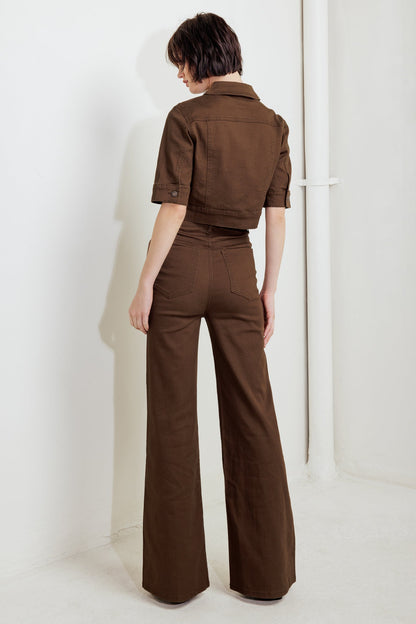 EFFORTLESS EDGE BROWN TWILL PANTS