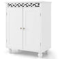 Bathroom Floor Cabinet with 2 Storage Shelves in White Wood Finish