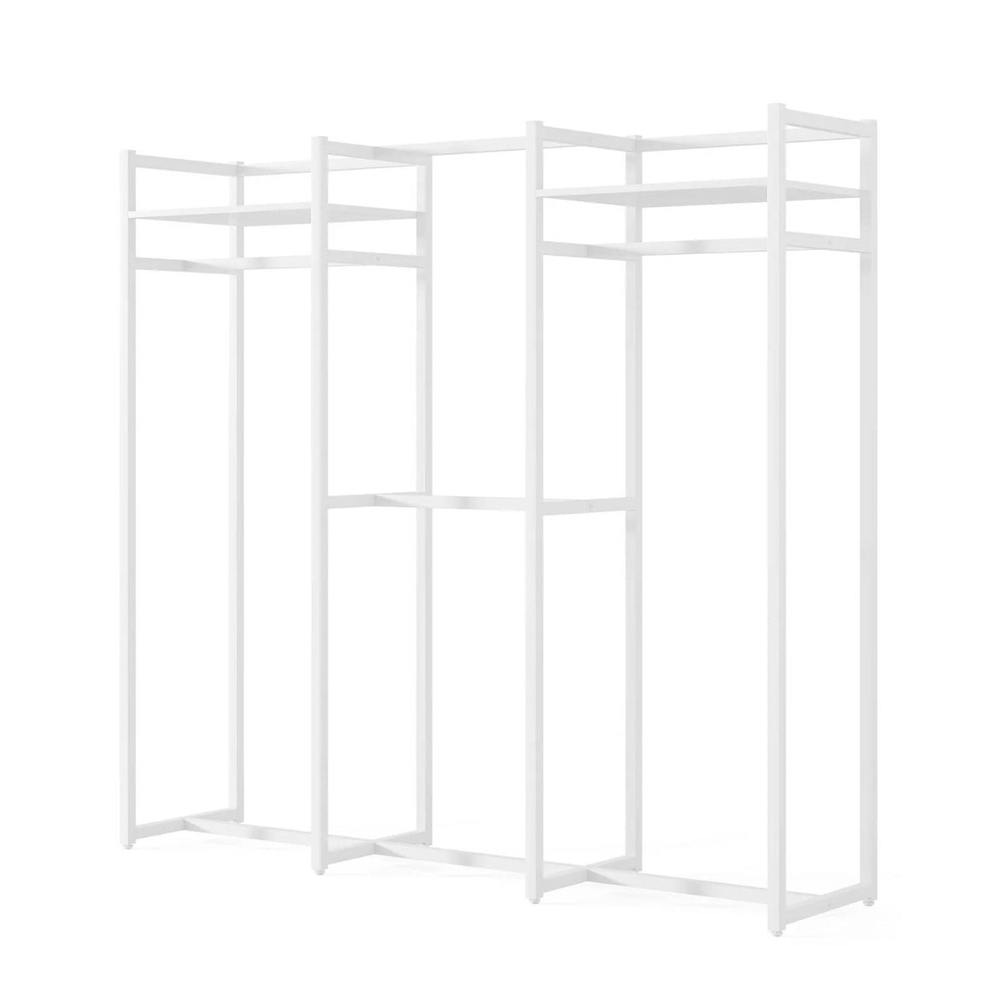 Heavy Duty White Metal Freestanding Garment Rack with 4 Clothes Hanging Rods