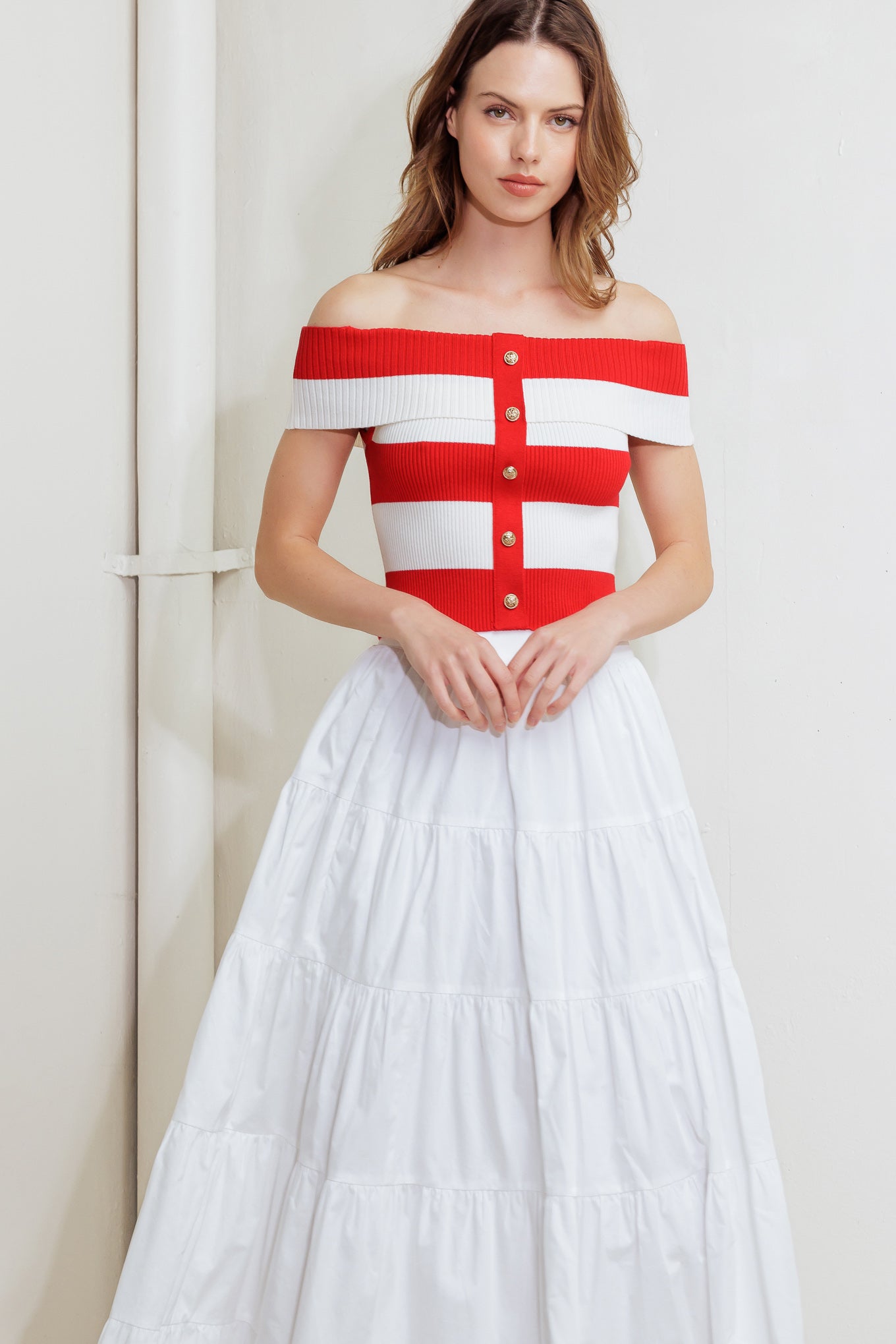 MODERN MUSE RED KNIT TOP