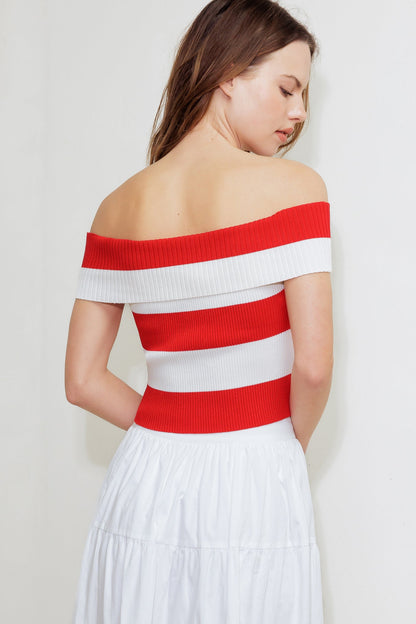 MODERN MUSE RED KNIT TOP