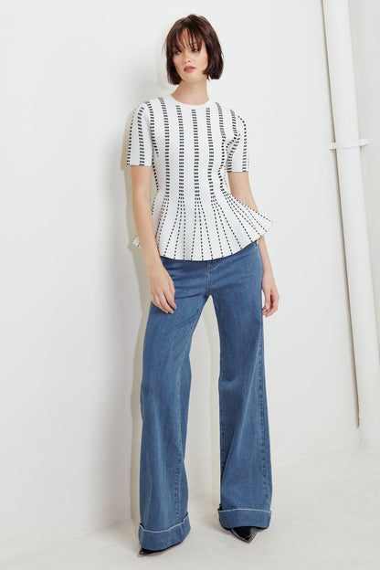 EVENING RUSTLE JACQUARD SWEATER TOP