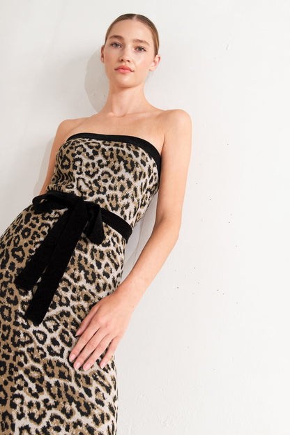WILD ROMANCE LEOPARD KNIT MIDI DRESS