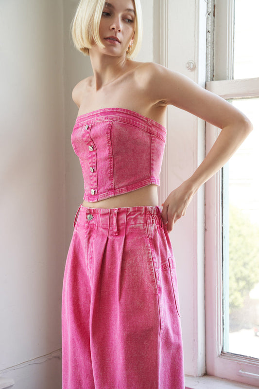 SOCIAL HOUR DENIM TUBE TOP