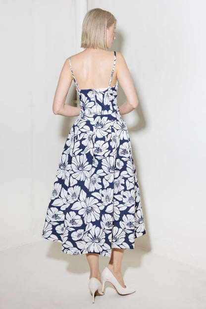 PLAIN OPTIMISM NAVY WOVEN CROP TOP