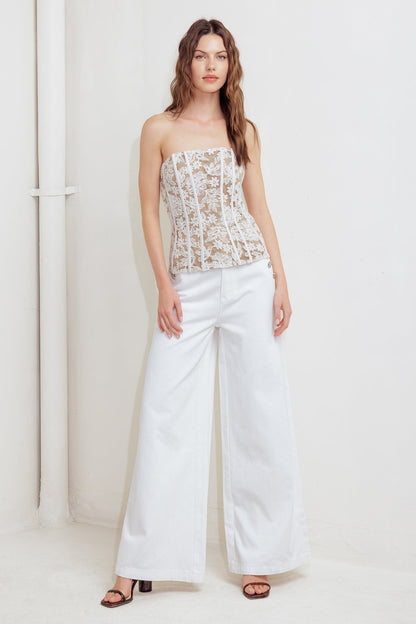 CAFE SOCIETY LOOK WOVEN LACE TOP