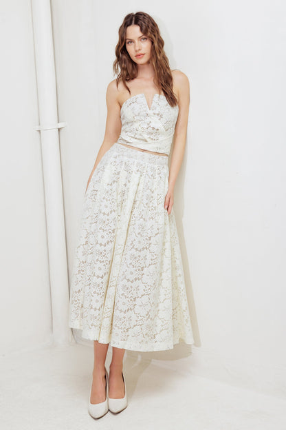 CHANTILLY FLAIR WOVEN LACE TUBE TOP