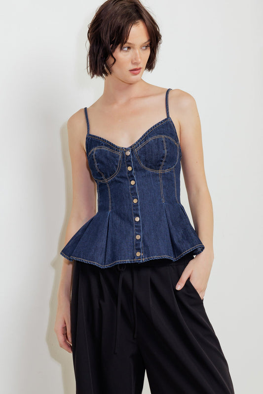 SILENT AUTHORITY DENIM CAMI TOP