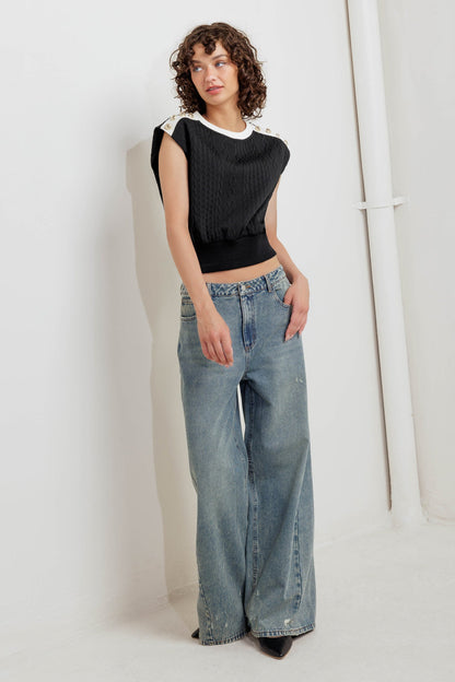 STREET ROMANTIC EDGE KNIT TOP