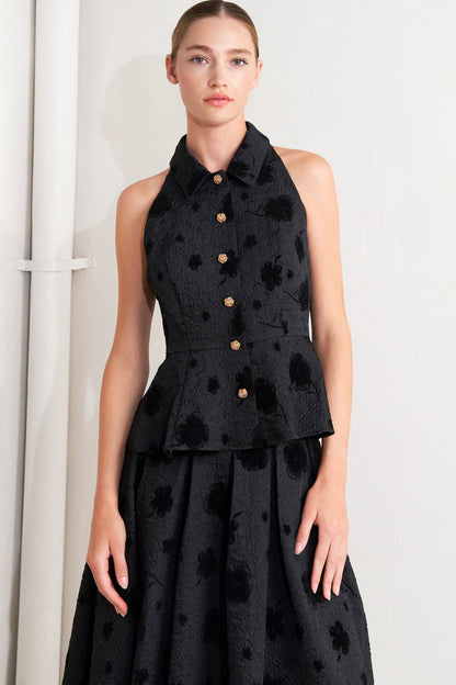 NOIR BLOOMING ROMANCE WOVEN TOP