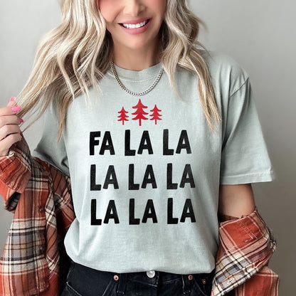 Fa La La, Retro, Christmas Trees Comfort Colors Tshirt