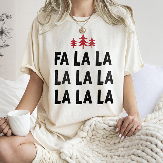 Fa La La, Retro, Christmas Trees Comfort Colors Tshirt