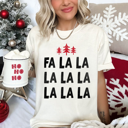 Fa La La, Retro, Christmas Trees Comfort Colors Tshirt