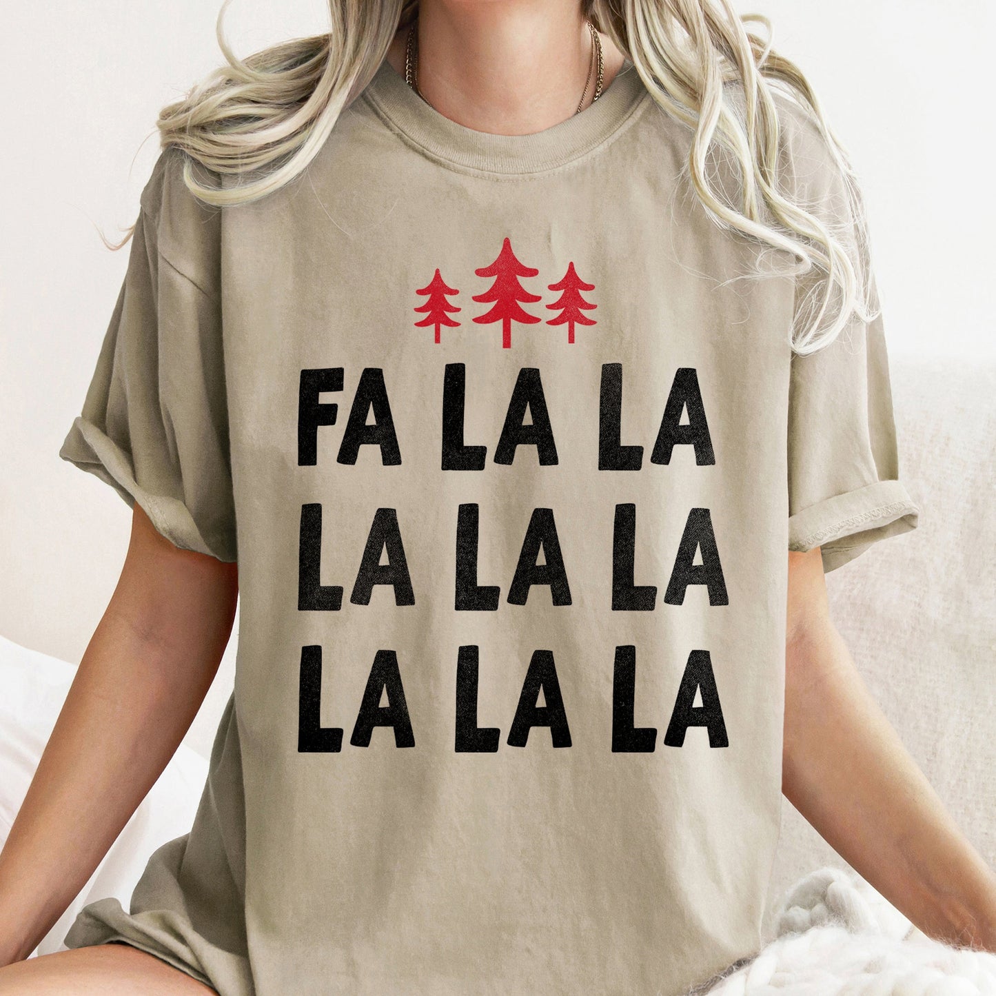 Fa La La, Retro, Christmas Trees Comfort Colors Tshirt