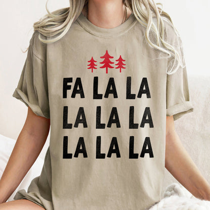 Fa La La, Retro, Christmas Trees Comfort Colors Tshirt