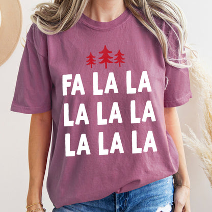 Fa La La, Retro, Christmas Trees Comfort Colors Tshirt