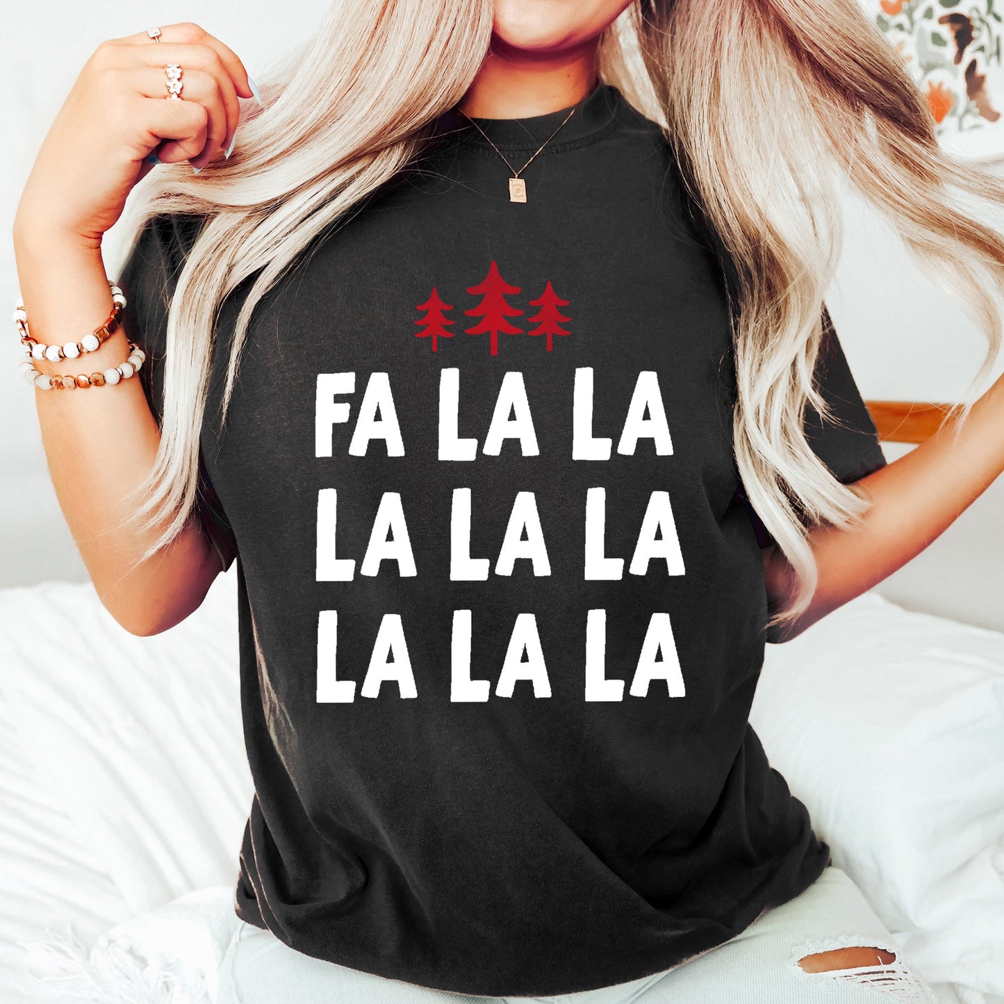Fa La La, Retro, Christmas Trees Comfort Colors Tshirt