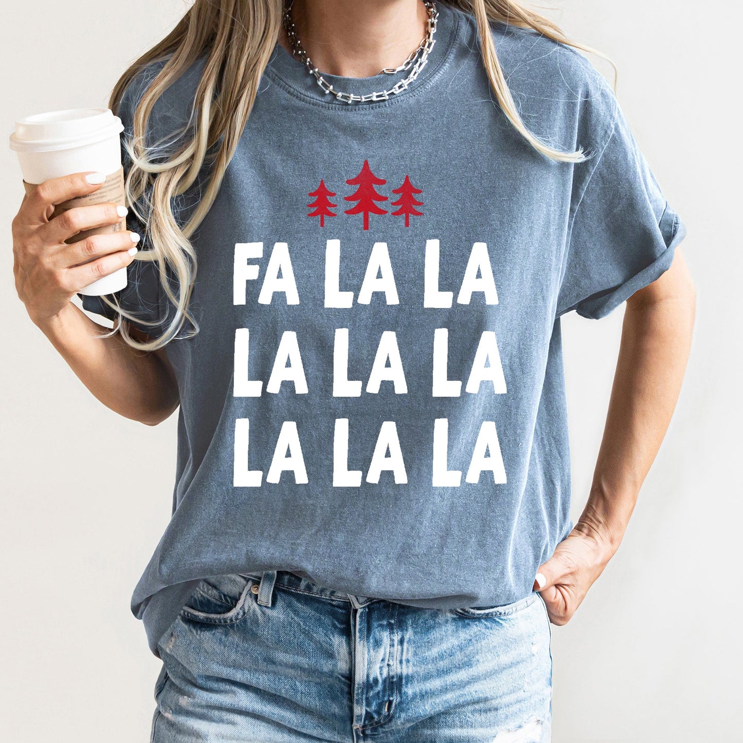 Fa La La, Retro, Christmas Trees Comfort Colors Tshirt