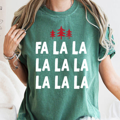 Fa La La, Retro, Christmas Trees Comfort Colors Tshirt