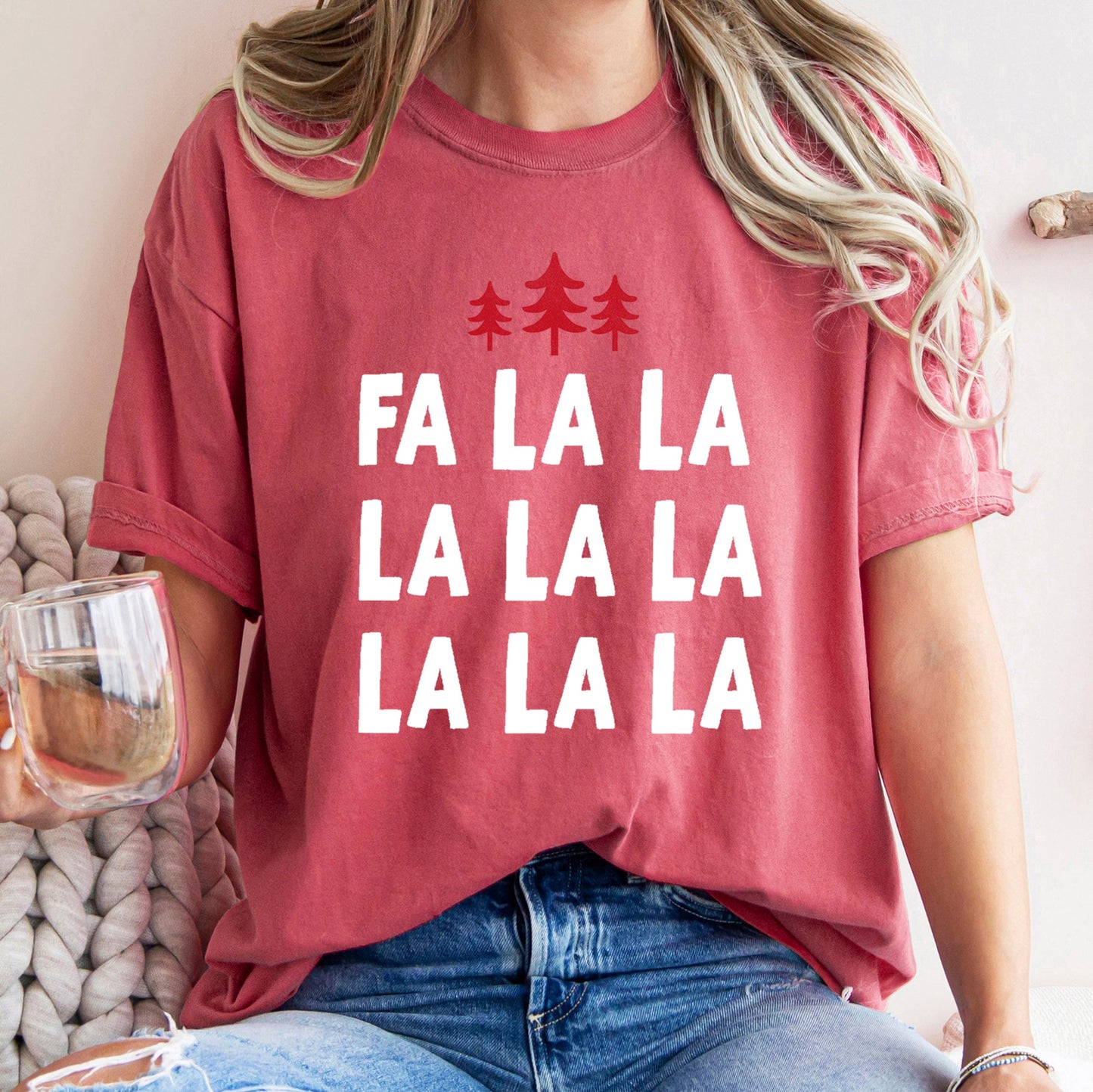 Fa La La, Retro, Christmas Trees Comfort Colors Tshirt