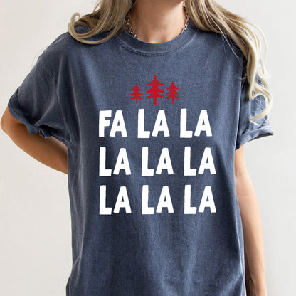 Fa La La, Retro, Christmas Trees Comfort Colors Tshirt
