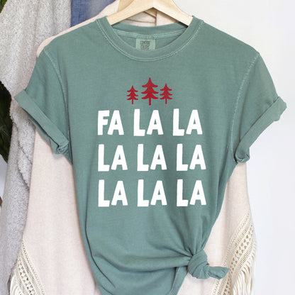 Fa La La, Retro, Christmas Trees Comfort Colors Tshirt