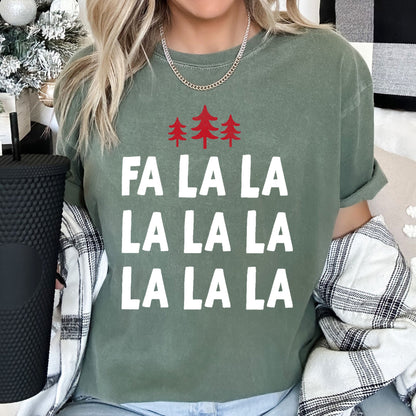 Fa La La, Retro, Christmas Trees Comfort Colors Tshirt