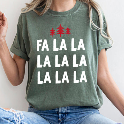 Fa La La, Retro, Christmas Trees Comfort Colors Tshirt