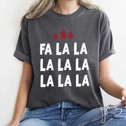 Fa La La, Retro, Christmas Trees Comfort Colors Tshirt