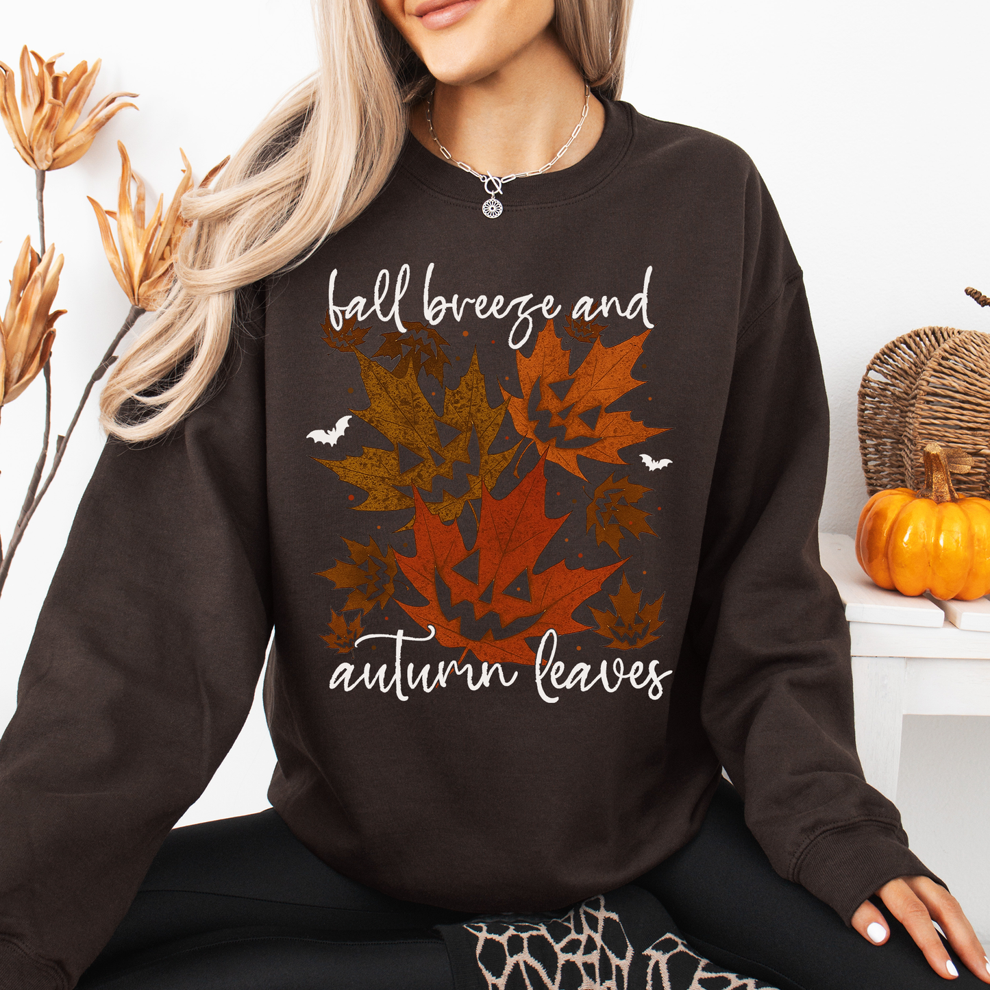 Fall Breeze and Autumn Leaves, Halloween Sweatshirt