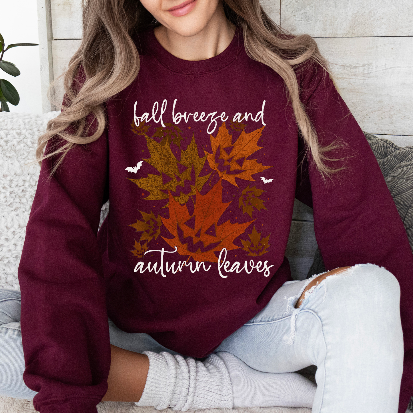 Fall Breeze and Autumn Leaves, Halloween Sweatshirt