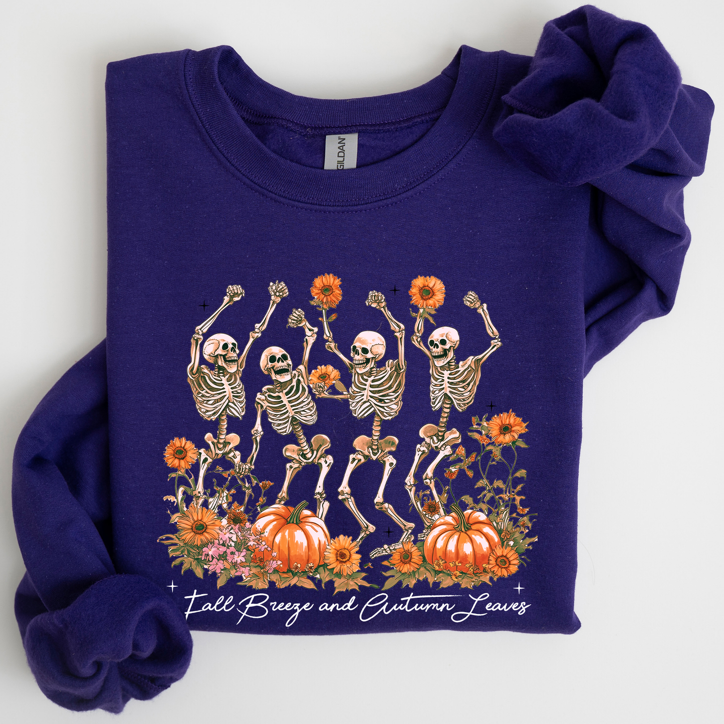 Fall Breeze and Autumn Leaves, Skeletons, Fall, Pumpkin Spice, Autumn Skeleton, Dancing Skeletons, Halloween Sweatshirt