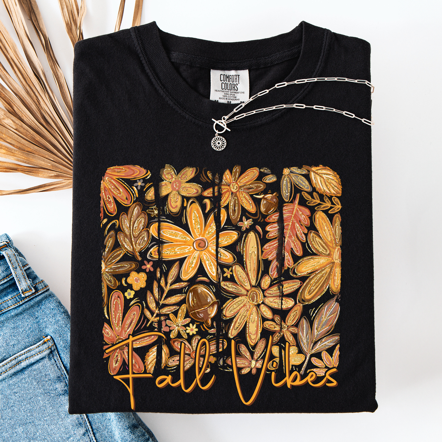 Fall Vibes, Colorful Autumn Flowers, Comfort Colors T-Shirt
