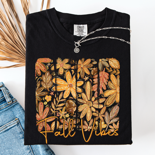 Fall Vibes, Colorful Autumn Flowers, Comfort Colors T-Shirt