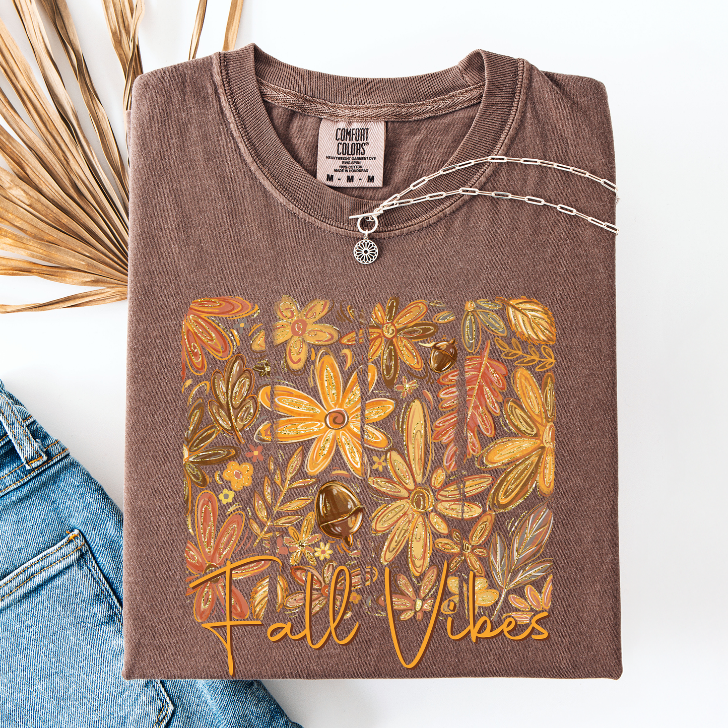 Fall Vibes, Colorful Autumn Flowers, Comfort Colors T-Shirt