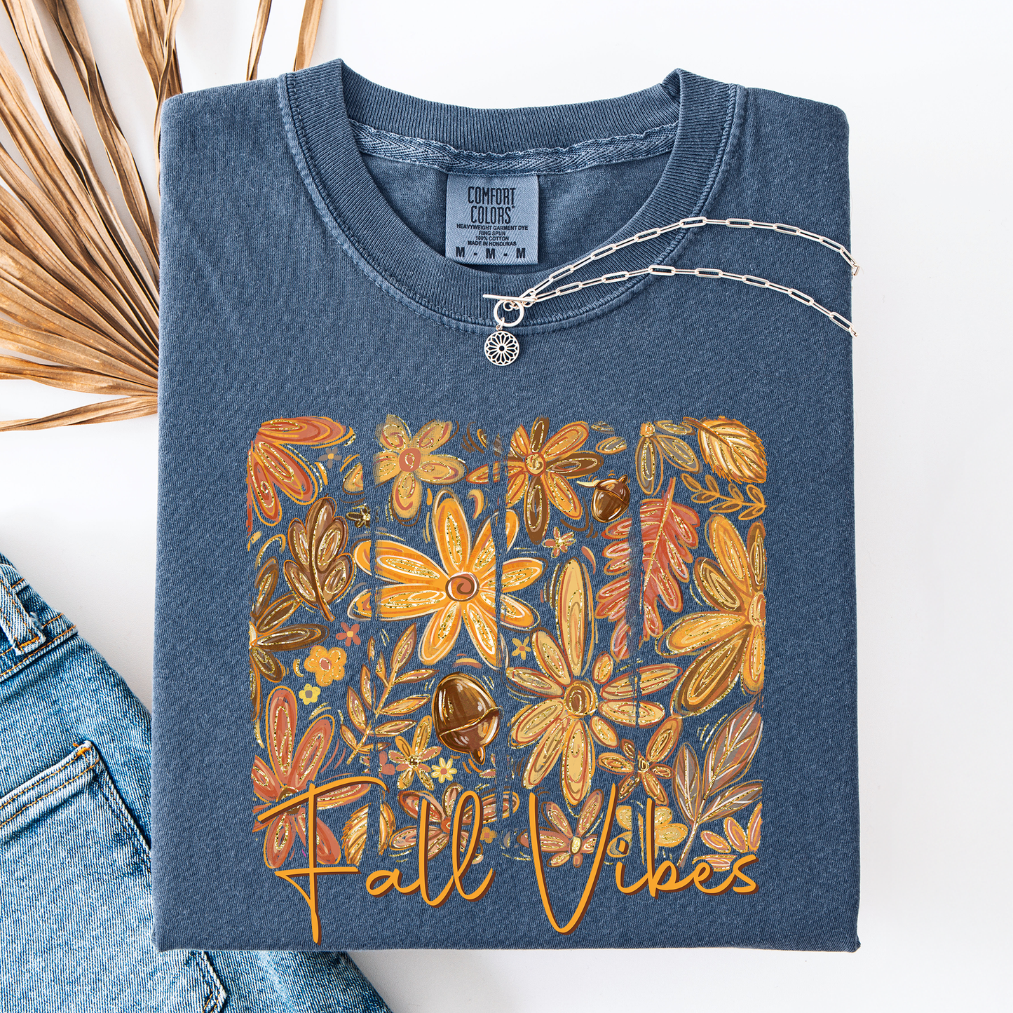 Fall Vibes, Colorful Autumn Flowers, Comfort Colors T-Shirt